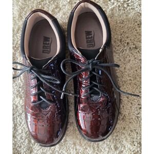 Drew Tulip Croc Patent Leather Comfort Shoes Womens Size 6M Orthotic Burgundy